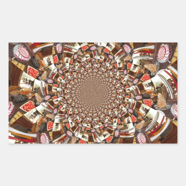 Psychedelic Vision of Brown Hues Rectangular Sticker (Front)