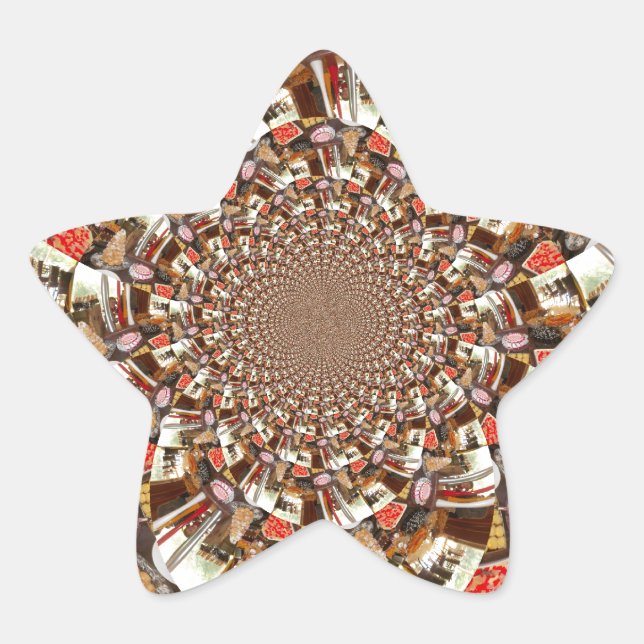 Psychedelic Vision of Brown Hues Star Sticker (Front)
