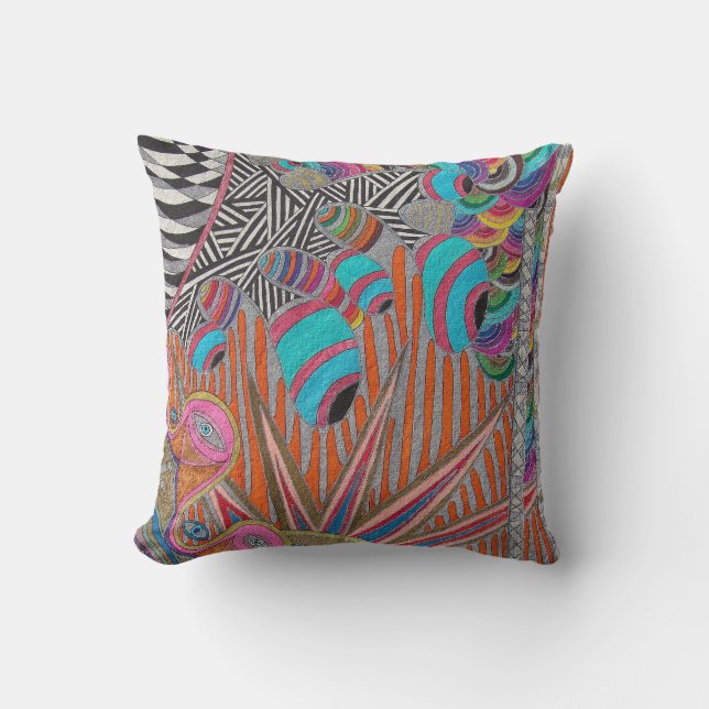 Psychedelic Visions Throw Pillow (Front)