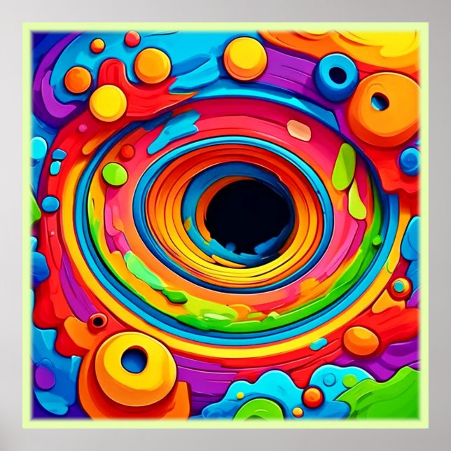 Psychedelic Vortex Colorful Abstract Poster (Front)