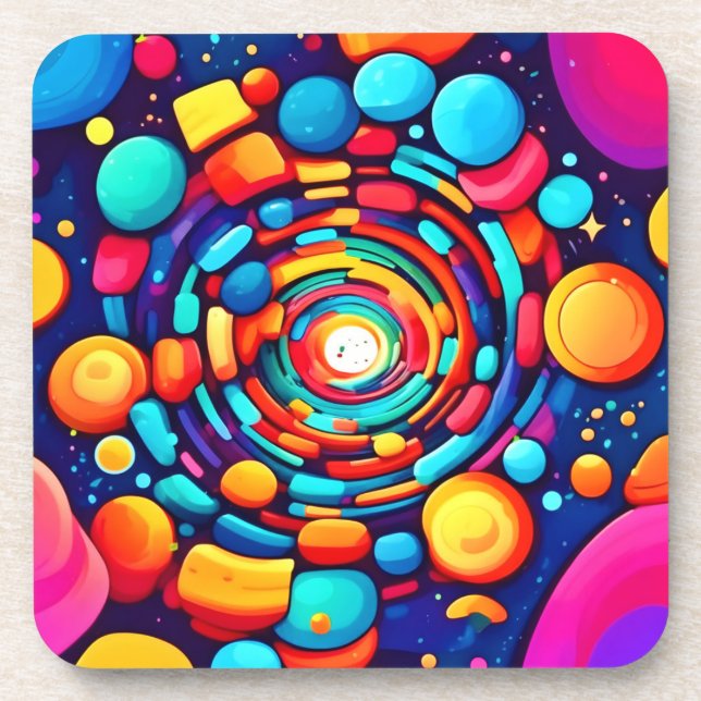 Psychedelic Vortex of Color Beverage Coaster (Front)