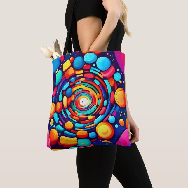 Psychedelic Vortex of Color Tote Bag (Close Up)