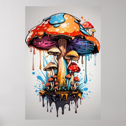 Psychedelic Wall Art _ Colorful Mushroom Dripping