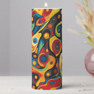 Psychedelic Warm Colors Pillar Candle