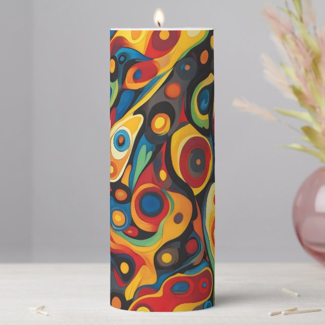 Psychedelic Warm Colors Pillar Candle (In Situ)