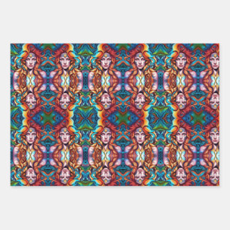 Psychedelic Warrior Woman Wrapping Paper Sheets