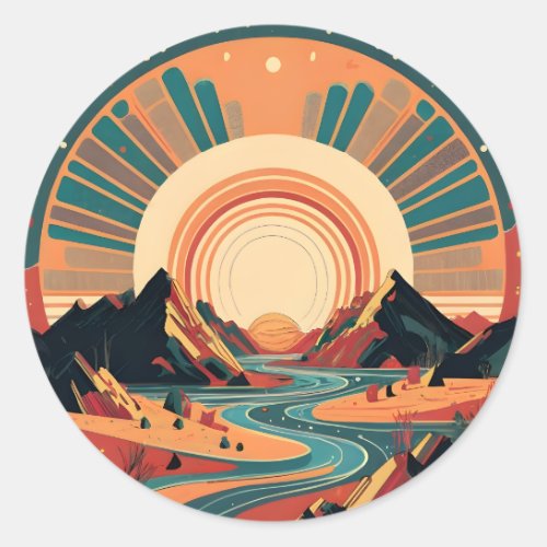 Psychedelic Waterfall Classic Round Sticker