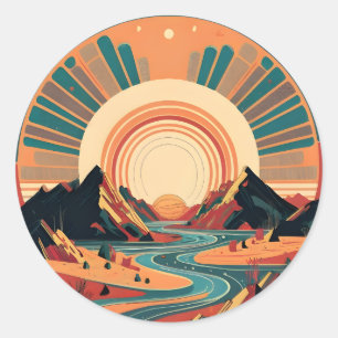Psychedelic Waterfall Classic Round Sticker