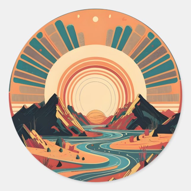 Psychedelic Waterfall Classic Round Sticker (Front)
