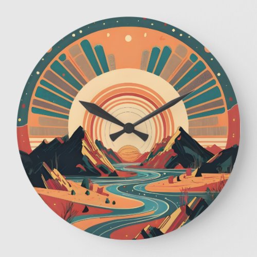Psychedelic Waterfall Large Clock