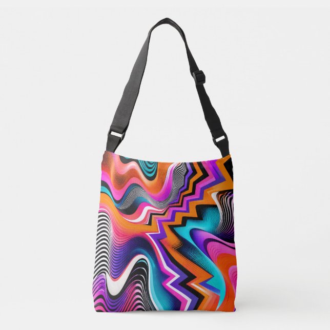 Psychedelic Wave Crossbody Tote Bag (Front)