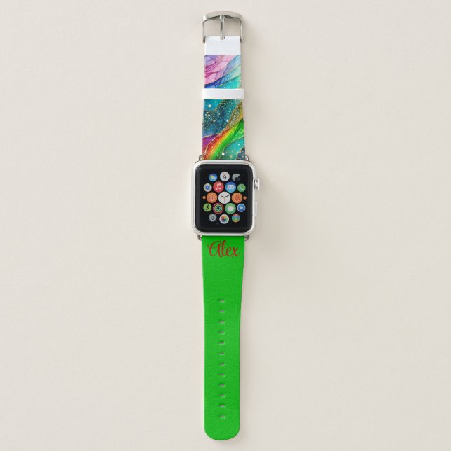 Psychedelic Waves of Color, 2 Tone  Apple Watch Band (Front)