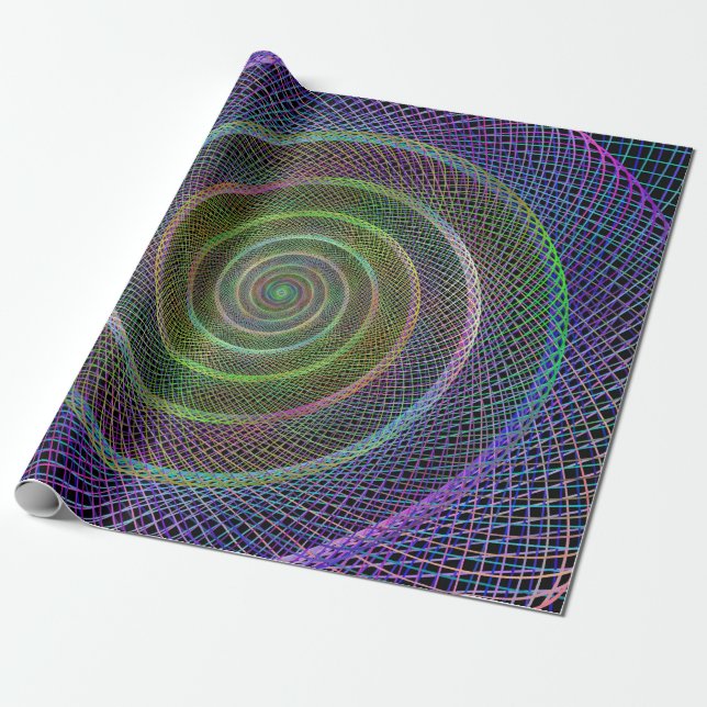Psychedelic Webbed Spiral Wrapping Paper (Unrolled)