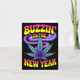 Psychedelic Weed Buzzing In New Year 2026 Funny  Card