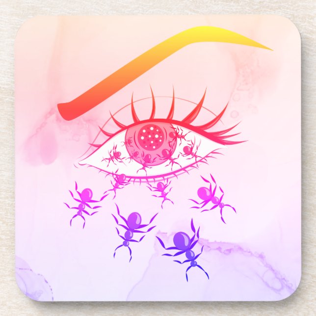 Psychedelic Weird Trippy Hippie Horror Beverage Coaster (Front)