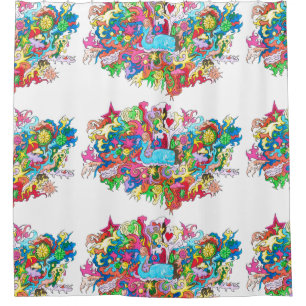 Psychedelic Whale Shower Curtain