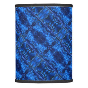 Psychedelic wide blue bands, alien faces lamp shade