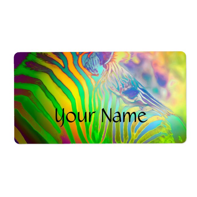 Psychedelic Wild Life Zebra + your text Label (Front)
