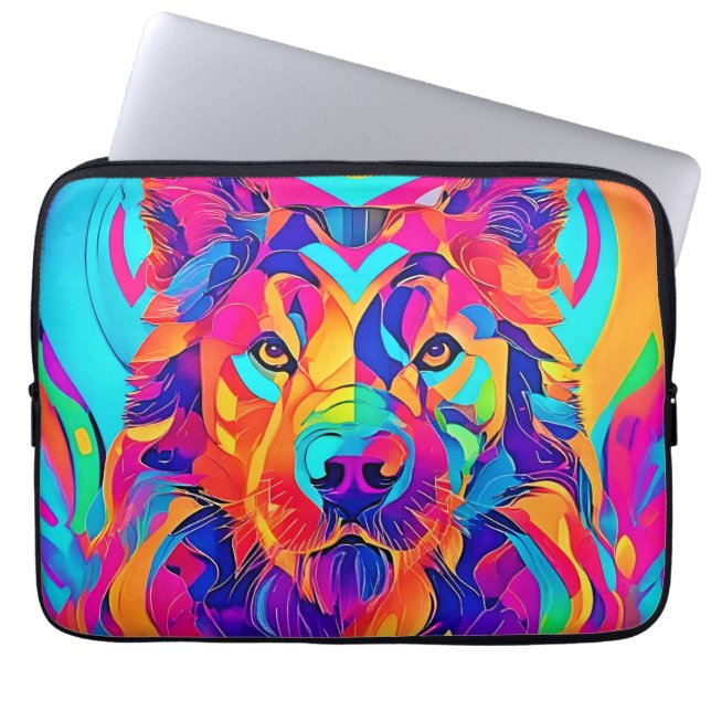 Psychedelic Wolf Majesty Laptop Sleeve (Front)