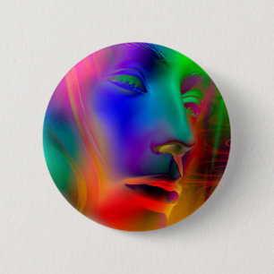 Psychedelic Woman Face Button