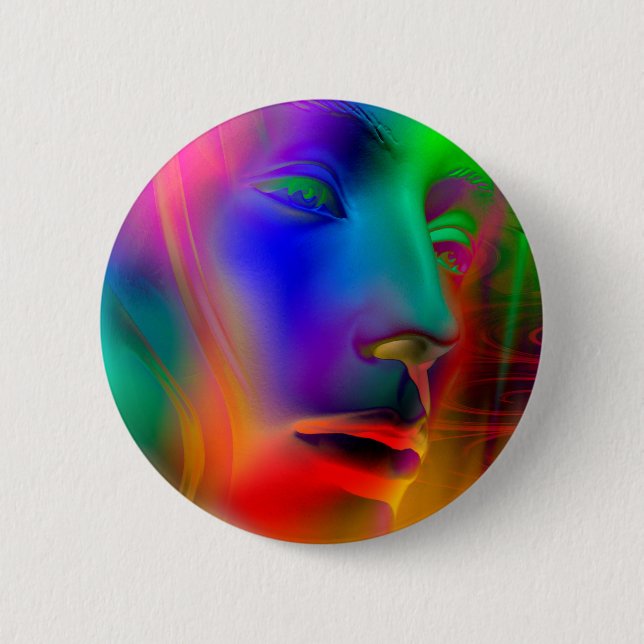 Psychedelic Woman Face Button (Front)