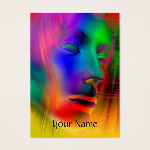 Psychedelic Woman Face + your text Business Card Templates