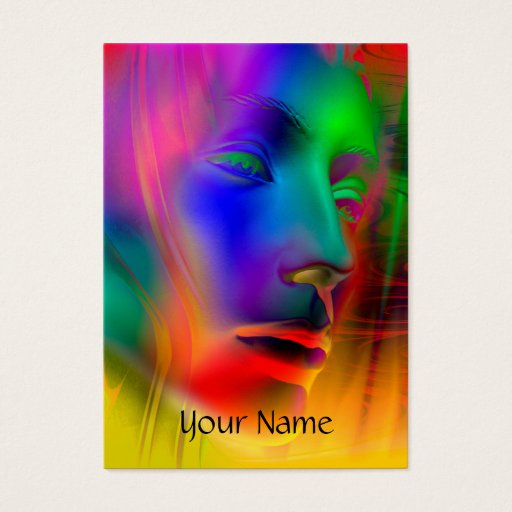Customizable Psychedelic Woman Face + your text Business Card Templates