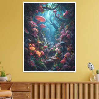 Psychedelic woodland canvas print