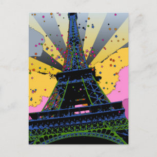 Psychedelic World: Eiffel Tower, Paris France A1 Postcard