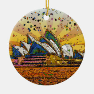 Psychedelic World: Sydney Skyline A1 Ceramic Ornament