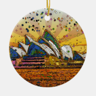Psychedelic World: Sydney Skyline A1 Ceramic Ornament
