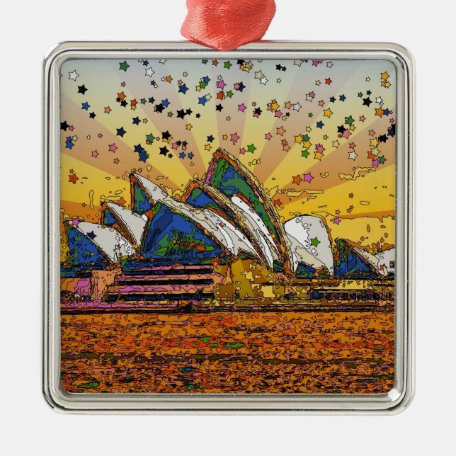 Psychedelic World: Sydney Skyline A1 Metal Ornament (Front)