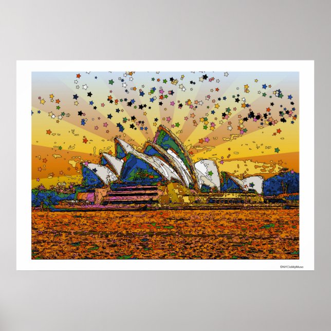 Psychedelic World: Sydney Skyline A1 Poster (Front)