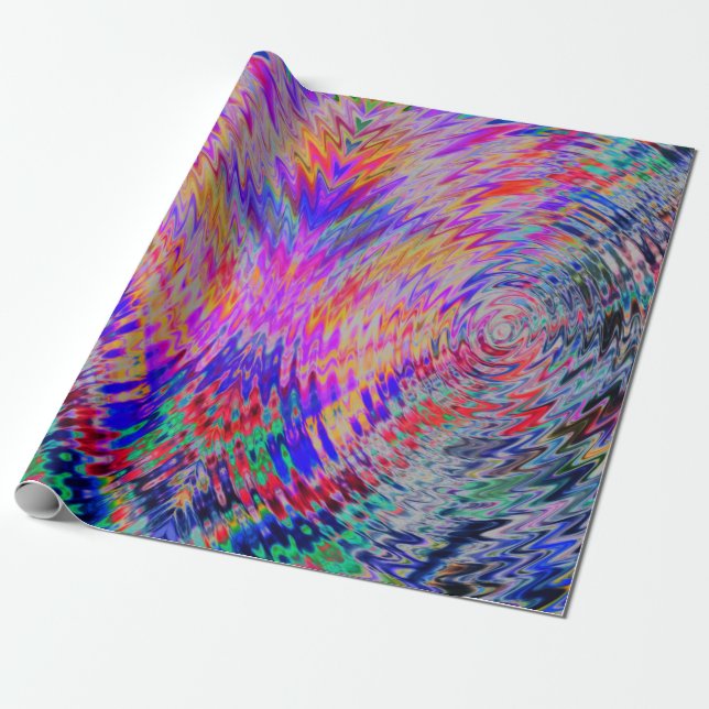 Psychedelic Wrapping Paper in rainbow neon colors (Unrolled)