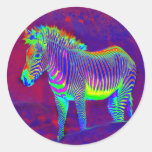 psychedelic zebra classic round sticker