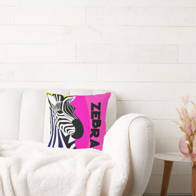 Psychedelic Zebra on Nursery Throw Pillow (Couch)
