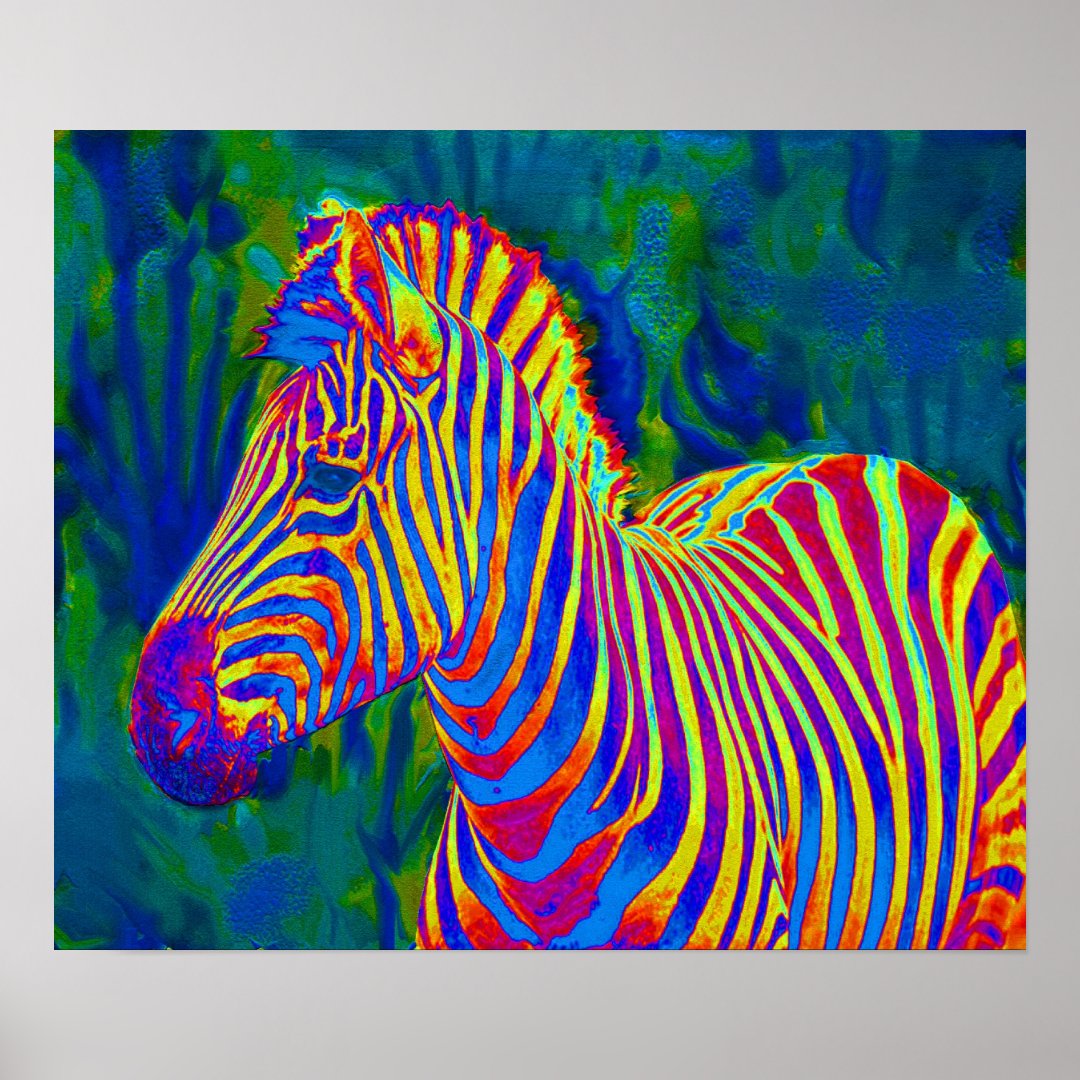 psychedelic zebra poster | Zazzle