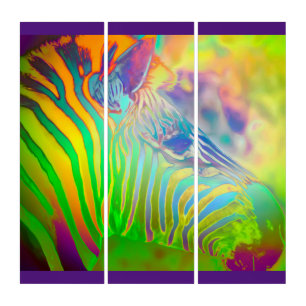 Psychedelic Zebra Triptych