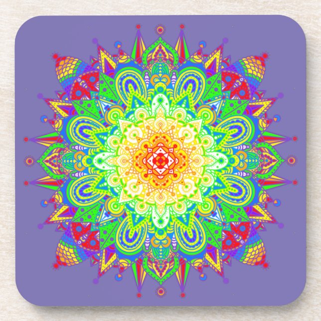 Psychedelic Zen Mandala Abstract Art  Beverage Coaster (Front)