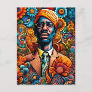 Psychedelica Abstract African American Man Postcard