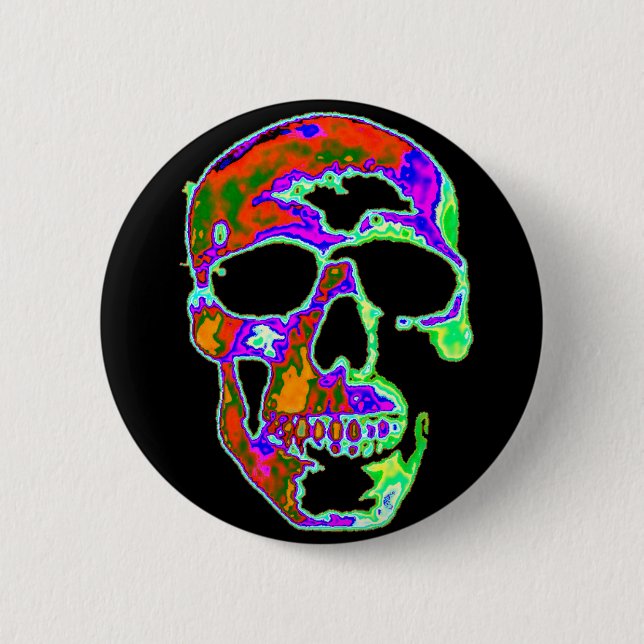 Psychedellic Skull Pinback Button (Front)