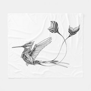 Psychedlic Bird Tattoo Fleece Blanket