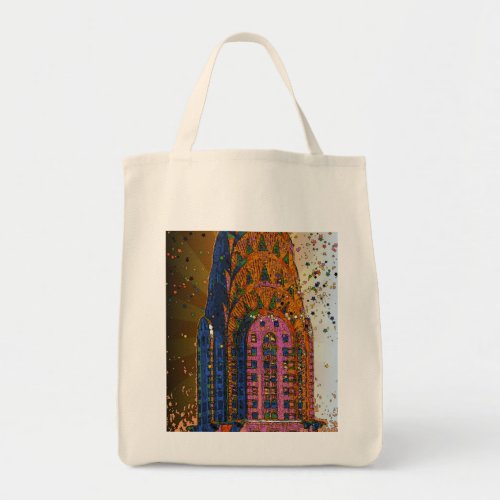 Psychedlic NYC Chrysler Building Top Closeup 1 Tote Bag