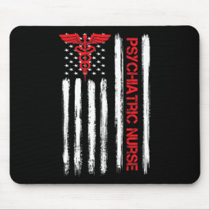 Psychiatric Nurse American Flag RN Mental Health P Mouse Pad