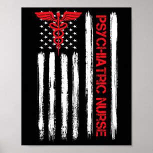 Psychiatric Nurse American Flag RN Mental Health P Poster