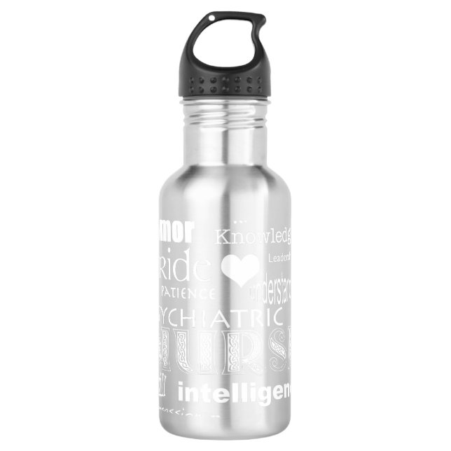 Psychiatric Nurse-Attributes/White-personalize Water Bottle (Front)
