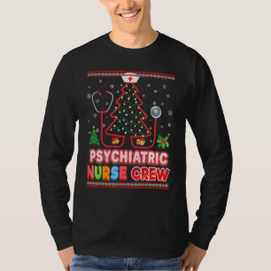 Psychiatric Nurse Crew Christmas Tree Stethoscope  T-Shirt