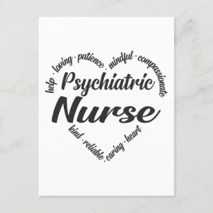 Psychiatric Nurse Heart Word Cloud Holiday Postcard