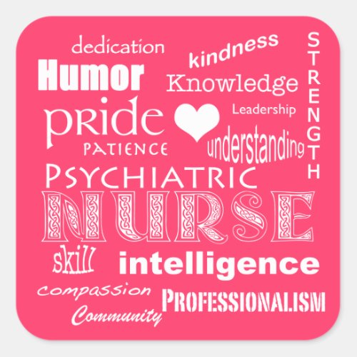 Psychiatric Nurse Pride Attributes_Hot Pink Square Sticker