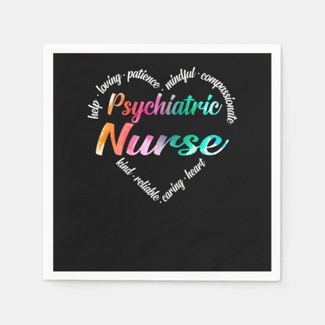 Psychiatric Nurse Psychiatric Nurse Heart Word Clo Napkins (Front)